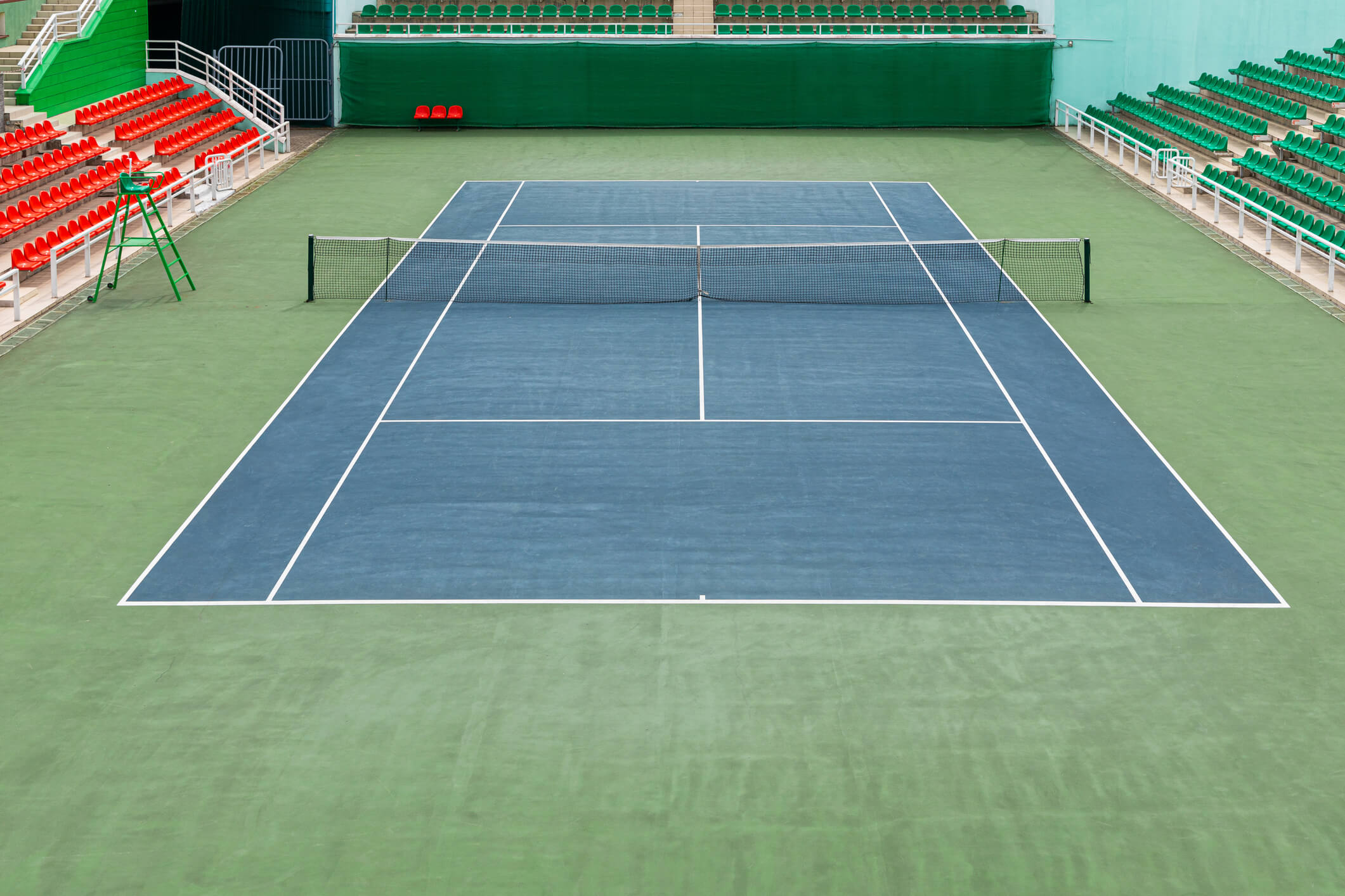 Indoor tennis court viewed from above